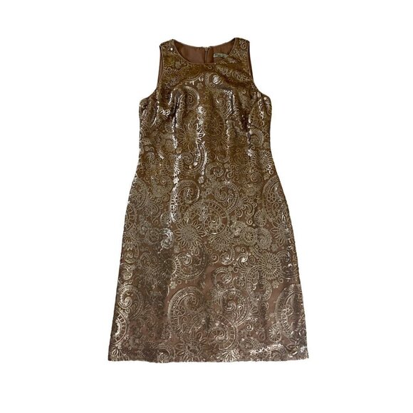 Eliza J Women's Sequin Rose Gold Sleveless Cocktail Dress - 4 - Picture 1 of 13